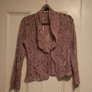 Lace, front tie, long sleeve tunic